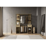 Dressing double - L160 x P50x H200 cm - Décor chene et noir - DEMEYERE
