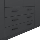 Armoire VEGA - Décor Gris anthracite - 4 portes + 3 tiroirs - L 195,5 x P 49,6 x H 200,4 cm