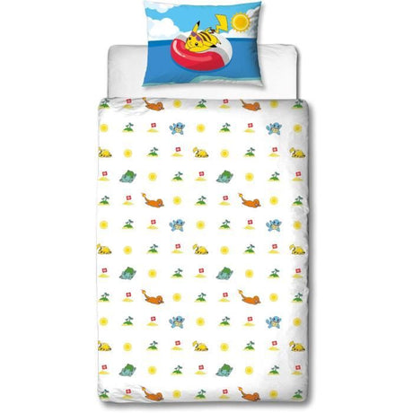 Parure de lit - POKEMON - Pikachu a la plage - Microfibre - 1 housse de couette 140 x 200 cm + 1 taie 63 x 63 cm