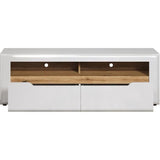 Meuble TV - Marlon - Elégance - En panneaux de particules - Blanc mat / blanc ultra-brillant - 150 x 51 x 40 cm - Trendteam