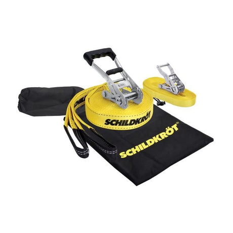 Slackline - SCHILDKROT - 15 m de long x 5 cm de large - Cliquet en métal - Sangle d'apprentissage incluse - Max 150 kg