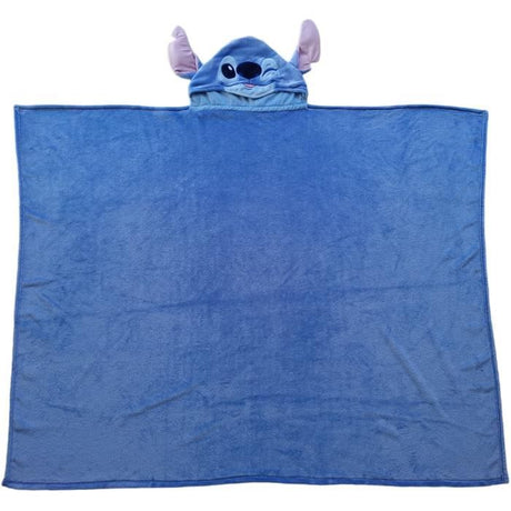 Plaid polaire a capuche 3D - WORLD TRADE ET TECHNOLOGIES - Stitch - 120 x 150 cm - Ultra doux - Design enfant