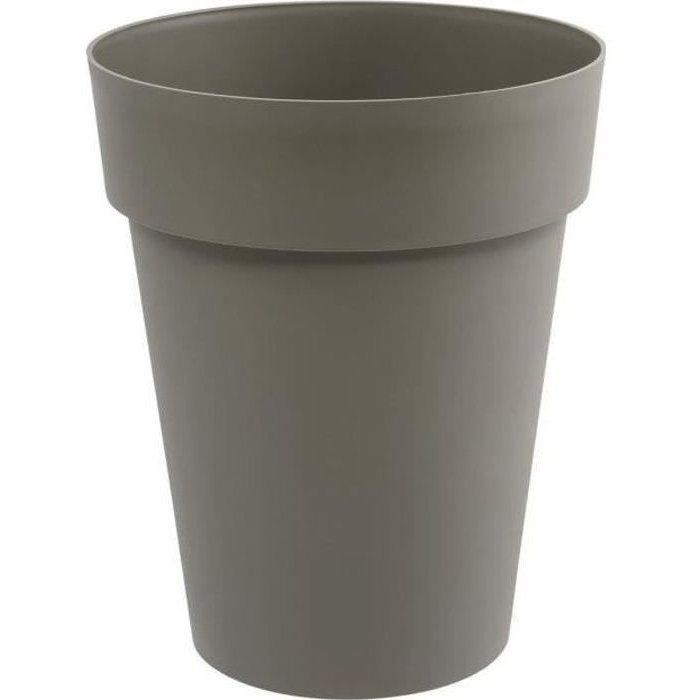 EDA - Pot de fleurs Rond mi-haut  - Toscane - Ř 44 x 53 cm - Intérieur / Extérieur - 50 L - Taupe