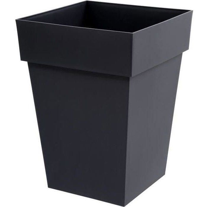 Pot de fleurs mi-haut Carré 40 cm - EDA - Toscane - 51 L - 39 x 39 x H. 53 cm - Gris Anthracite