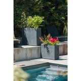 Jardiniere Muret Loft L - EDA - Volcania - 46 L - Intérieur/Extérieur - Décor Pierre - 78,5 x 29,5 x H. 60 cm - Gris Anthracite