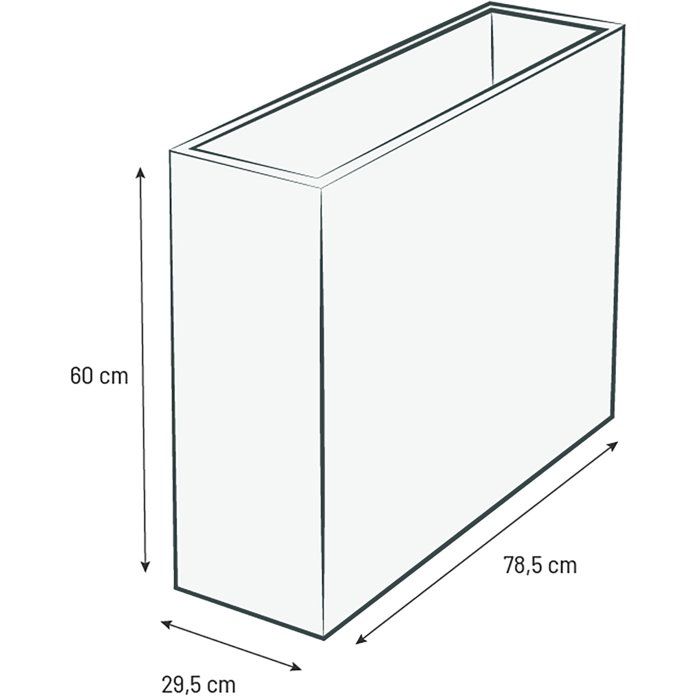 Jardiniere Muret Loft L - EDA - Volcania - 46 L - Intérieur/Extérieur - Décor Pierre - 78,5 x 29,5 x H. 60 cm - Gris Anthracite