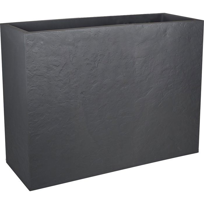 Jardiniere Muret Loft L - EDA - Volcania - 46 L - Intérieur/Extérieur - Décor Pierre - 78,5 x 29,5 x H. 60 cm - Gris Anthracite
