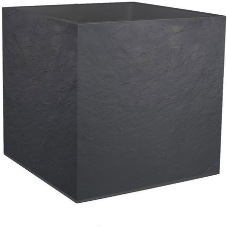 Pot de fleurs Carré 50 cm - EDA - Volcania - 57 L - Intérieur/Extérieur - Décor Pierre - 49,5 x 49,5 x H. 49,5 cm - Gris Anthracite