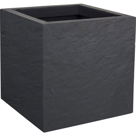 Pot de fleurs Carré 30 cm - EDA - Volcania Up - 21 L - Intérieur/Extérieur -Décor Pierre- 29,5 x 29,5 x H. 29,5 cm - Gris Anthracite