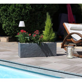 Jardiniere - EDA - Volcania Up - 57 L - Intérieur/Extérieur - Décor Pierre - 79,5 x 29,5 x H. 29,5 cm - Gris Anthracite