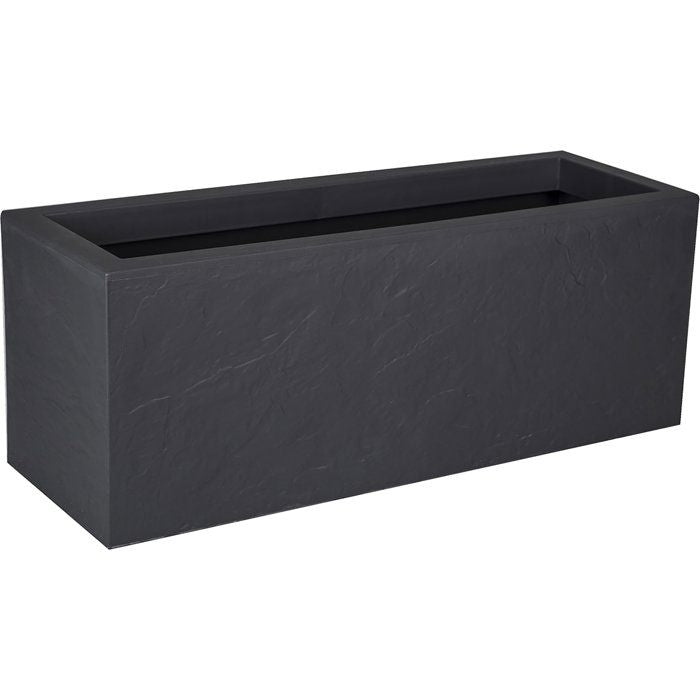 Jardiniere - EDA - Volcania Up - 57 L - Intérieur/Extérieur - Décor Pierre - 79,5 x 29,5 x H. 29,5 cm - Gris Anthracite