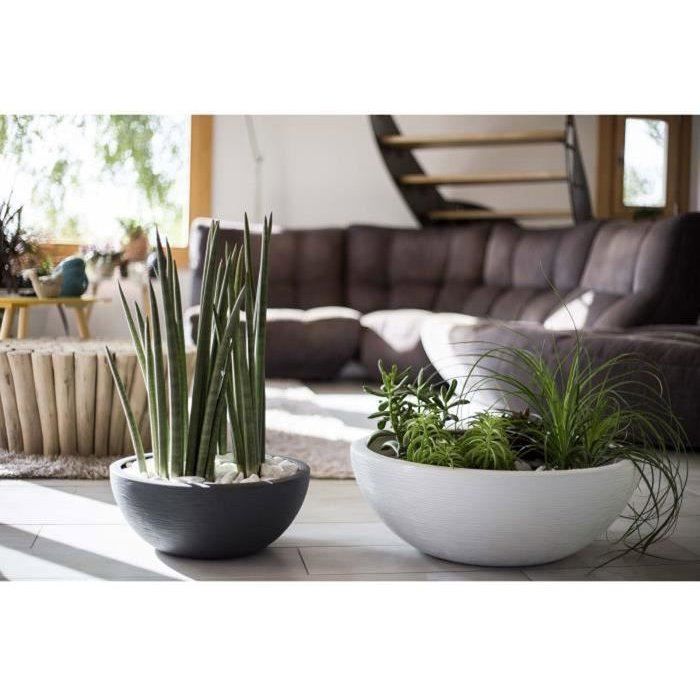 Pot vasque Ř 30 cm - EDA - Graphit Up - 5,5 L - Intérieur/ Extérieur - Décor Graphique - Ř 29,5 x H. 12 cm - Gris anthracite