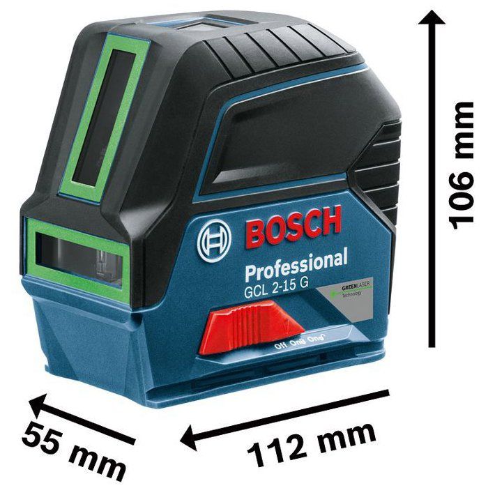 Laser ligne Bosch Professional GCL 2-15 G Portée 15 m + Support rotatif RM1 + Support fixe BM3 - 0601066J00