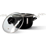 Friteuse - MENASTYL - 3645580 - En acier émaillé - Noir - 26 cm - Avec couvercle et panier - Tous feux dont induction