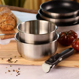 Batterie de cuisine - Induction - MENASTYL - 7930018 - Inox - 6 pieces - Poignée amovible - Gris