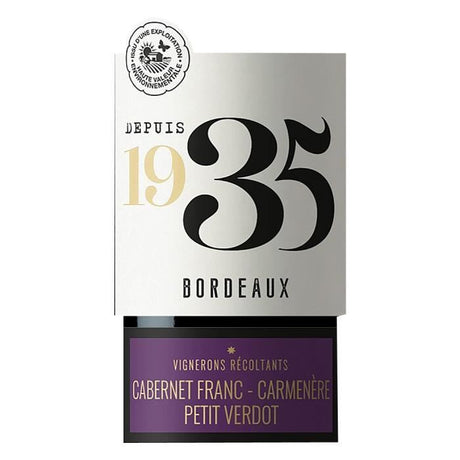 Dépuis 1935 Tricepage Cabernet Franc Petit Verdot Carmenere AOP Bordeaux - vin Rouge 2019