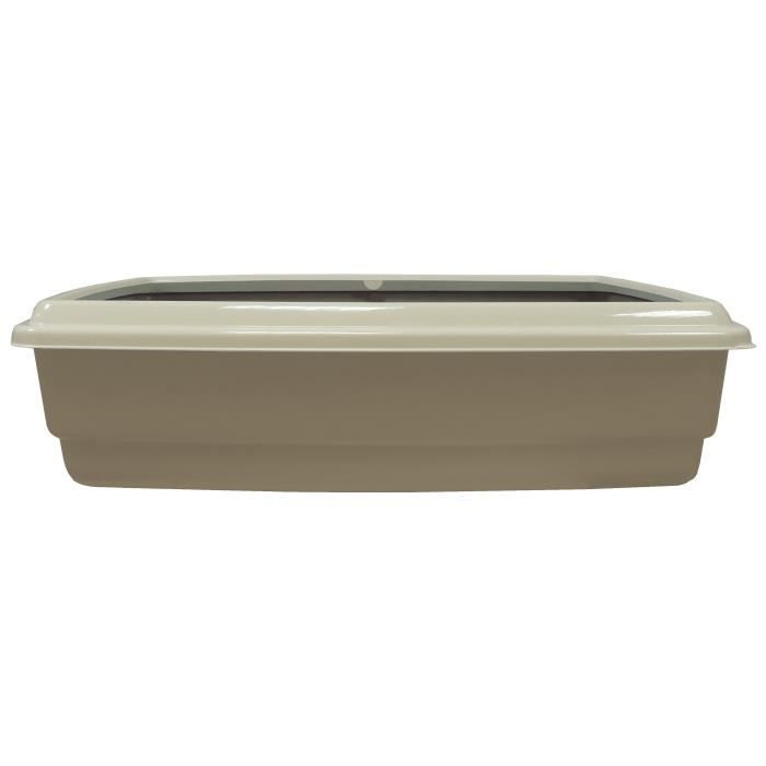 Bac a litiere avec rebord + Pelle - AIME - Pour chat - Taupe - 44 x 34 x 11 cm