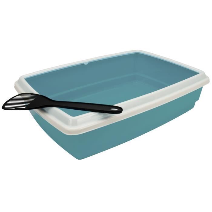 AIME Bac a litiere avec rebord 54 x 40 x 14 cm  + Pelle - Pour chat