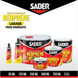 Colle contact néoprene liquide extra forte - SADER - Tous matériaux - Prise immédiate - Boîte 250 ml