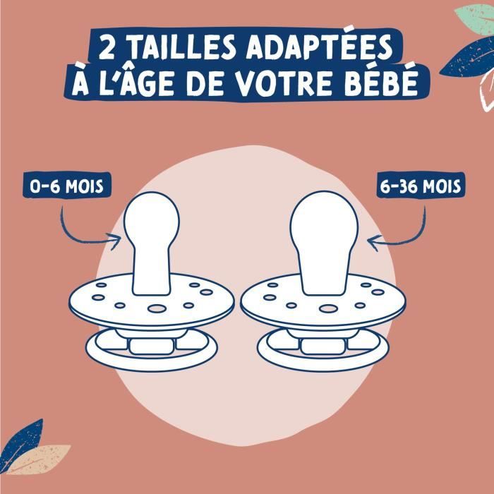 Duo sucettes caoutchouc - DODIE - GAIA - Ronde - 6/36 mois - Sous le soleil