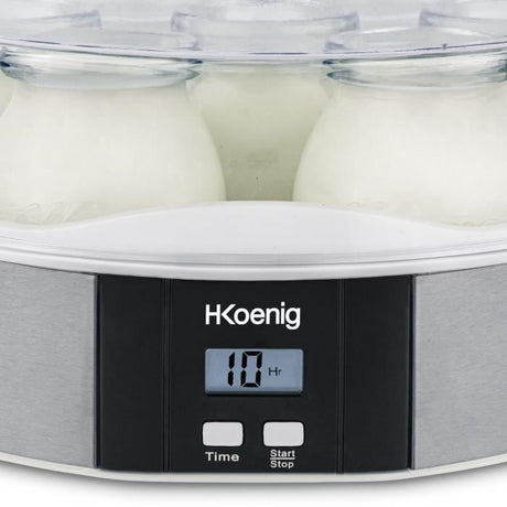 Yaourtiere HKoeNIG - ELY70 - Capacité 7 pots de 160ml - Programmable jusqu'a 15h - 15W