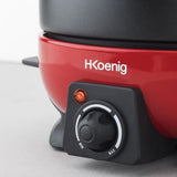 Appareil a fondue HKoeNIG - ALP1800 - Jusqu'a 6 personnes - Capacité 2L - Thermostat réglable jusqu'a 190°C - 800W - Rouge/Noir