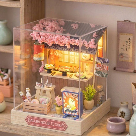 Book Nook - Kit DIY a construire Maquette 3D Serre Livre - Sakura Noodles Creanook - 11 x 9 x 11 cm