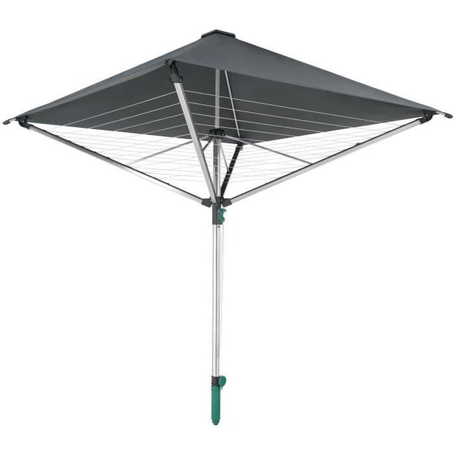 Séchoir parapluie Leifheit LinoProtect 400 82100, étendoir a linge parapluie avec toit étanche et douille, 40m d'étendage, gris