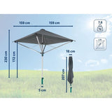 Séchoir parapluie Leifheit LinoProtect 400 82100, étendoir a linge parapluie avec toit étanche et douille, 40m d'étendage, gris
