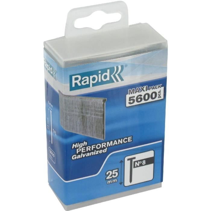 Pointe - Rapid Agraf - n°8 - 25 mm - 5600 pointes - Lot de 100