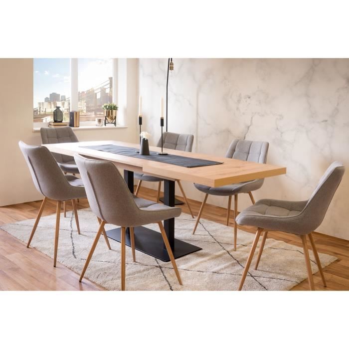 Table a manger extensible - ORLANDO - Chene artisan / noir - 6 a 10 personnes - 120-200 x 75 x 80 cm