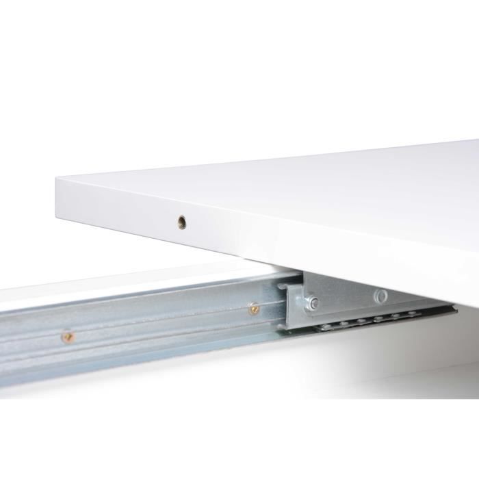 Table extensible 6-8 personnes - Rectangulaire - Panneaux de particules mélaminés- Mantova - Blanc et alu - L 160- 200 x P90 x H75cm
