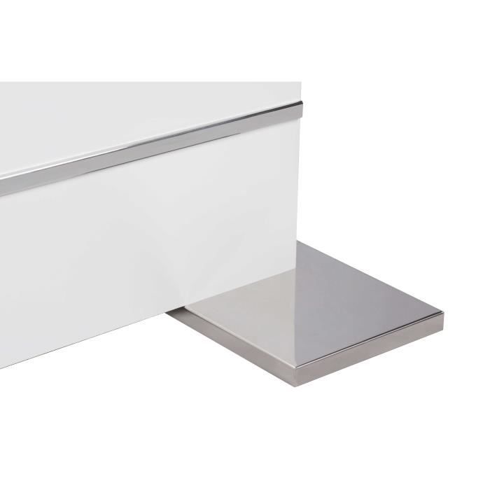 Table extensible 6-8 personnes - Rectangulaire - Panneaux de particules mélaminés- Mantova - Blanc et alu - L 160- 200 x P90 x H75cm