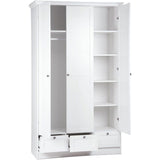 Armoire de chambre - LANDWOOD 18 - Blanc - 3 portes - 120 x 51 x 200 cm