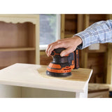 Ponceuse excentrique sans fil - BLACK+DECKER - BDCROS18N-XJ - 18V - 125mm - avec 3 abrasifs - sans batterie