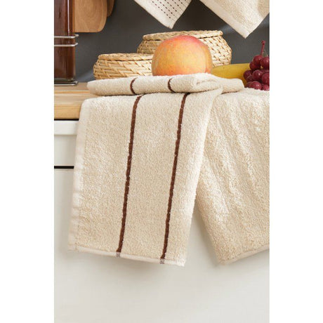 Ensemble de 6 serviettes de toilette - 30 x 50 cm - Beige