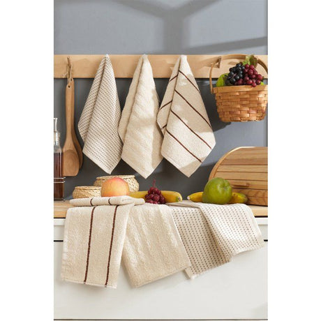 Ensemble de 6 serviettes de toilette - 30 x 50 cm - Beige