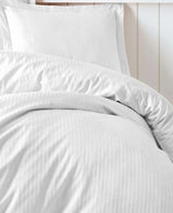Parure de lit - 1 housse de couette 140 x 200cm + 1 taies d'oreiller 60 x 60 cm - Satin - Imprimé rayures Blanc