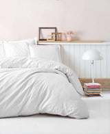 Parure de lit - 1 housse de couette 140 x 200cm + 1 taies d'oreiller 60 x 60 cm - Satin - Imprimé rayures Blanc