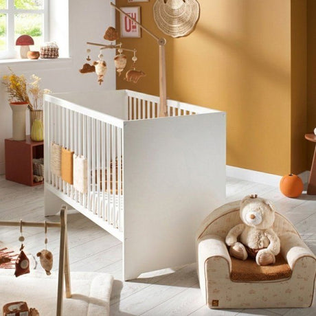 Chambre bébé duo Basic boule: Lit 120x60, commode a langer - Babyprice - Blanc