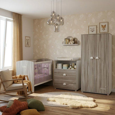 Commode a langer - Babyprice - Smile - Chene silex - 2 tiroirs - 1 niche - En bois - Blanc