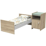 Lit bébé combiné - 120x60cm - Evolutif en 90x190cm - Babyprice Up - Décor bois - Avec commode a langer 1 porte