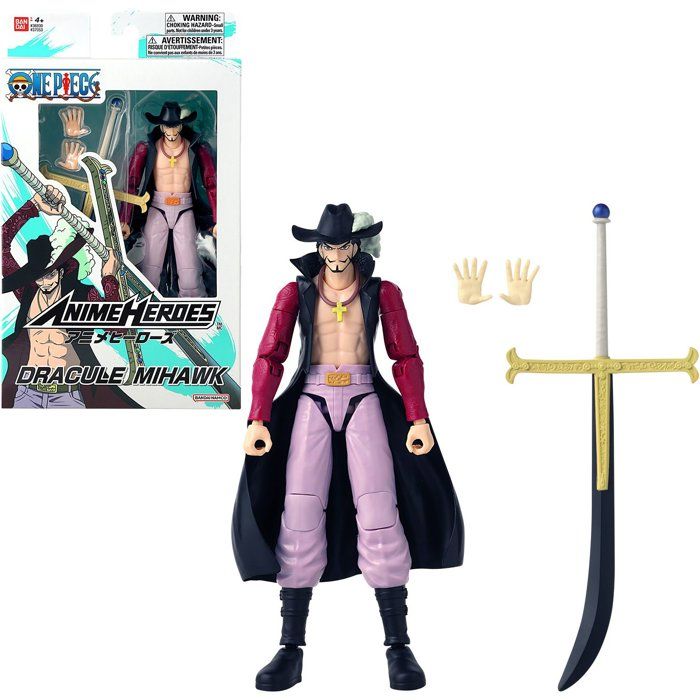 Figurine Anime Heroes articulée -  BANDAI - One Piece - Dracule Mihawk oeil de Faucon - 17 cm