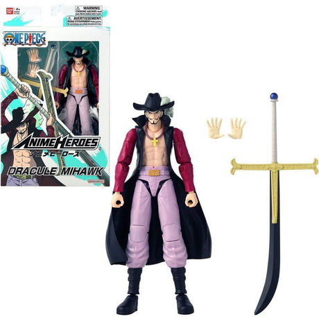 Figurine Anime Heroes articulée -  BANDAI - One Piece - Dracule Mihawk oeil de Faucon - 17 cm