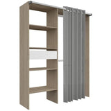 Dressing ARTIC - L143,5 x P48 x H181,9 cm - Décor Chene + rideau - Made in France