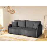 Canapé convertible 3 places - BARI - Velours cotelé - Anthracite - Coffre de rangement - 215 x 89 x 100 cm