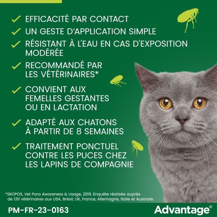 Advantage Solution Antipuce Chat Lapin 1 a 4kg 6 pipettes