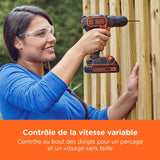 Kit perceuse visseuse sans fil - 18V - BLACK+DECKER - BDCDC18BAFC-QW - 2 batteries - chargeur - coffret + 80 accessoires