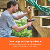 Kit perceuse visseuse sans fil - 18V - BLACK+DECKER - BDCDC18BAFC-QW - 2 batteries - chargeur - coffret + 80 accessoires