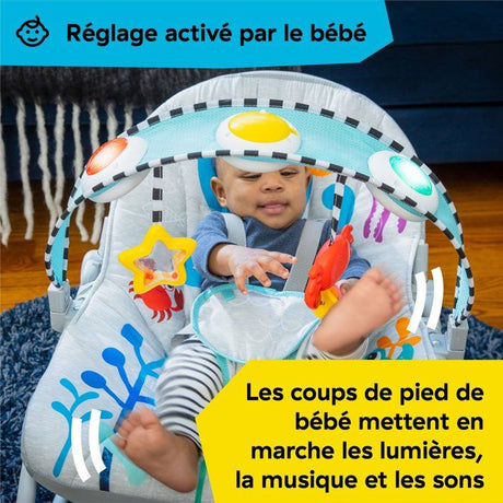 BABY EINSTEIN Transat bébé évolutif Octopus jusqu'a 18kg-cadeau bébé, Position fixe ou a bascule, Musique et Lumiere
